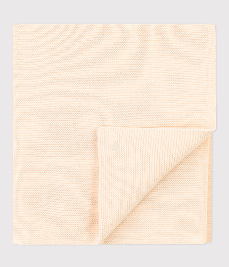Knitted blanket. Ecru