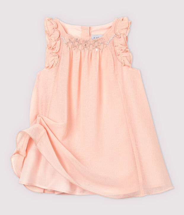 Baby Girls' Short-Sleeved Cr&ecirc;pe Dress pink