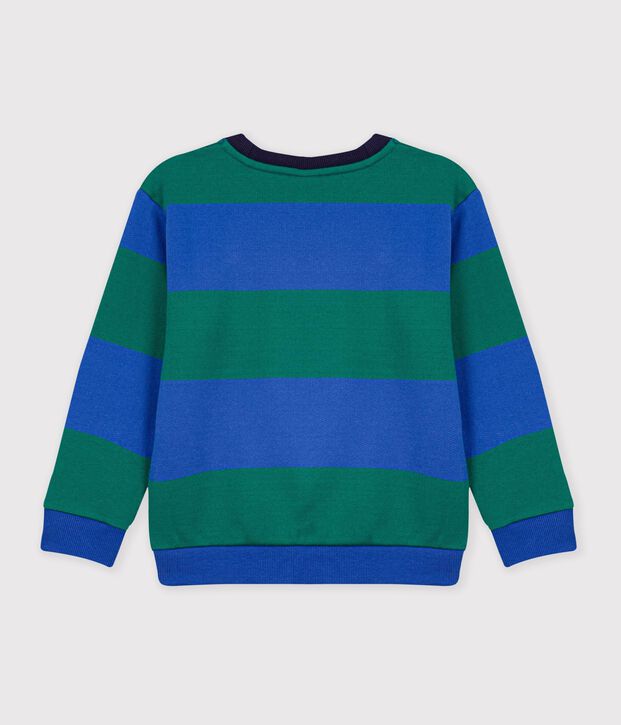 Children's stripy cotton sweatshirt blue/green