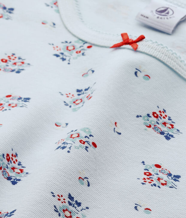 T-shirt fille imprim&eacute; en jersey stretch blue/multicolor