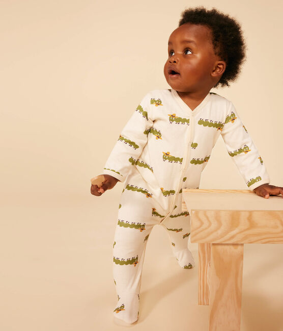 Babies' Cotton Animal Print Pyjamas AVALANCHE white/MULTICO