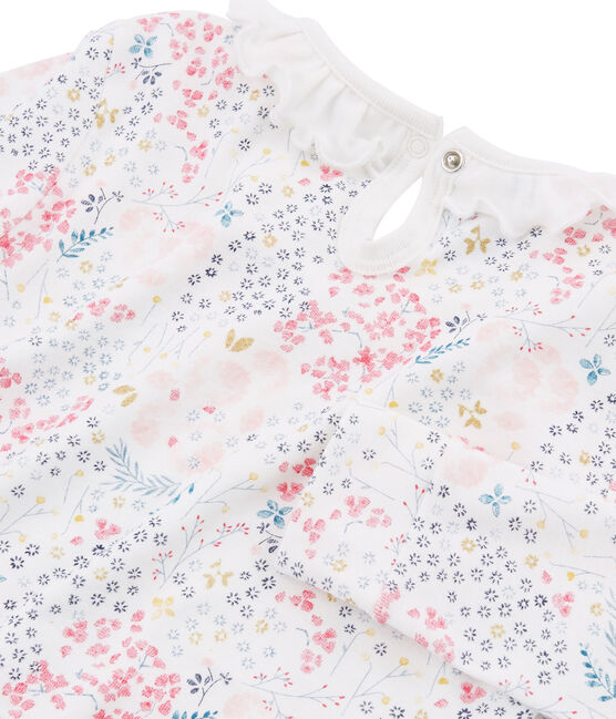 Girls' Snugfit Ribbed Pyjamas MARSHMALLOW white/MULTICO white