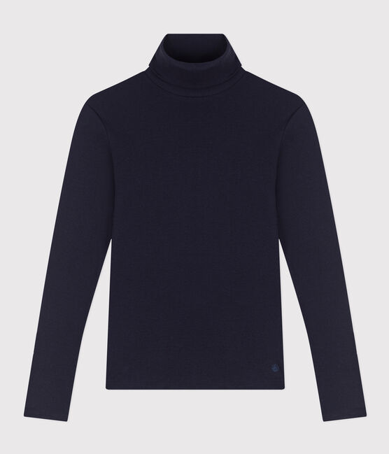Women's Iconic roll neck cotton T-shirt SMOKING blue