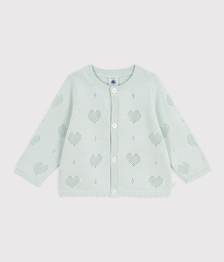 Babies' cotton cardigan with a heart pattern blue