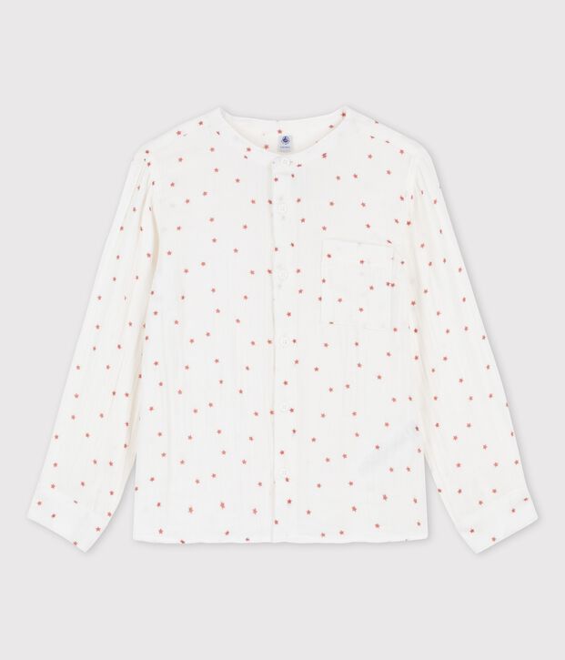 Boys' Printed Cotton Gauze Shirt white/brown