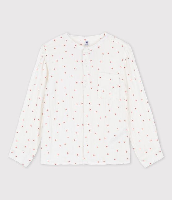 Boys' Printed Cotton Gauze Shirt MARSHMALLOW white/OMBRIE red