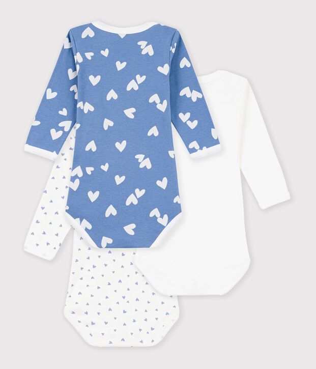 Pack of long-sleeved heart print cotton bodies for babies multicolor