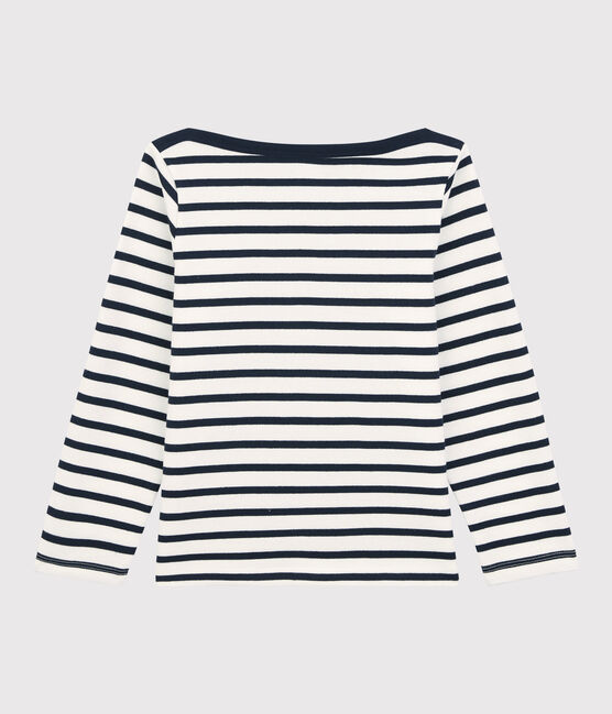 Unisex Children's Striped Cotton Breton Top MARSHMALLOW white/SMOKING blue