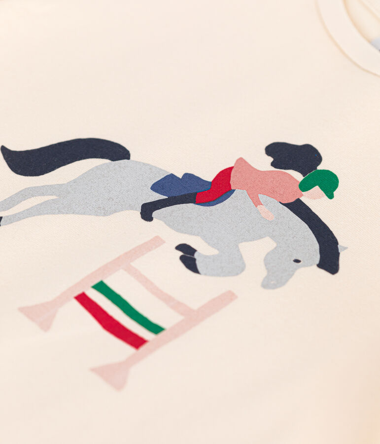 Little girls' short-sleeved jersey T-shirt Ecru