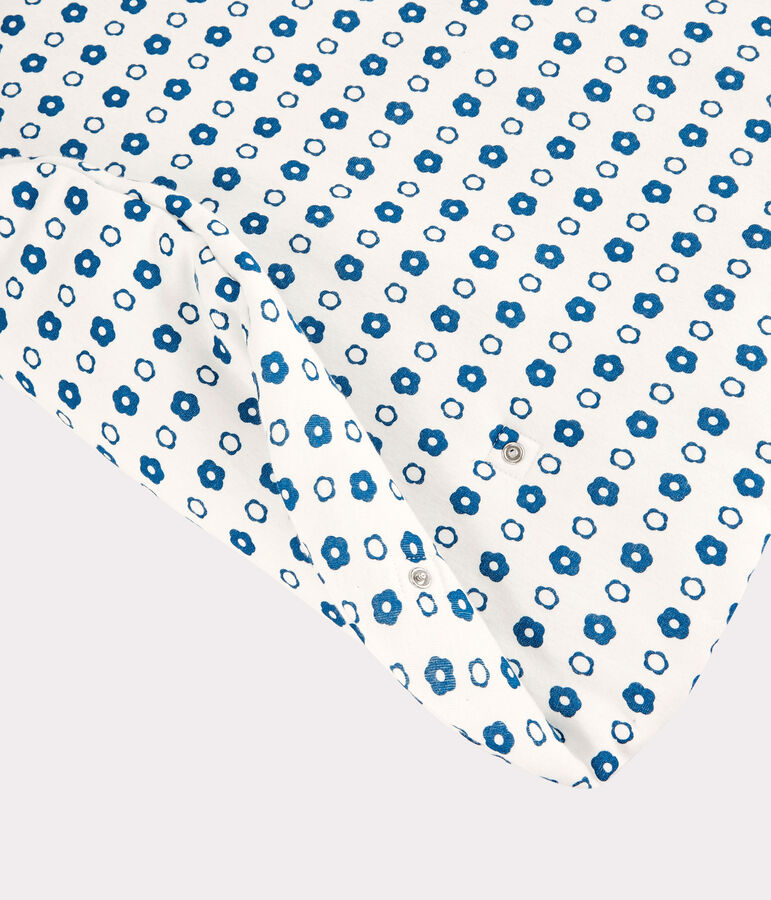 Babies' Blue Retro Floral Organic Cotton Sleeping Bag MARSHMALLOW white/MALLARD