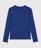 Women's long-sleeved plain cotton T-shirt blue
