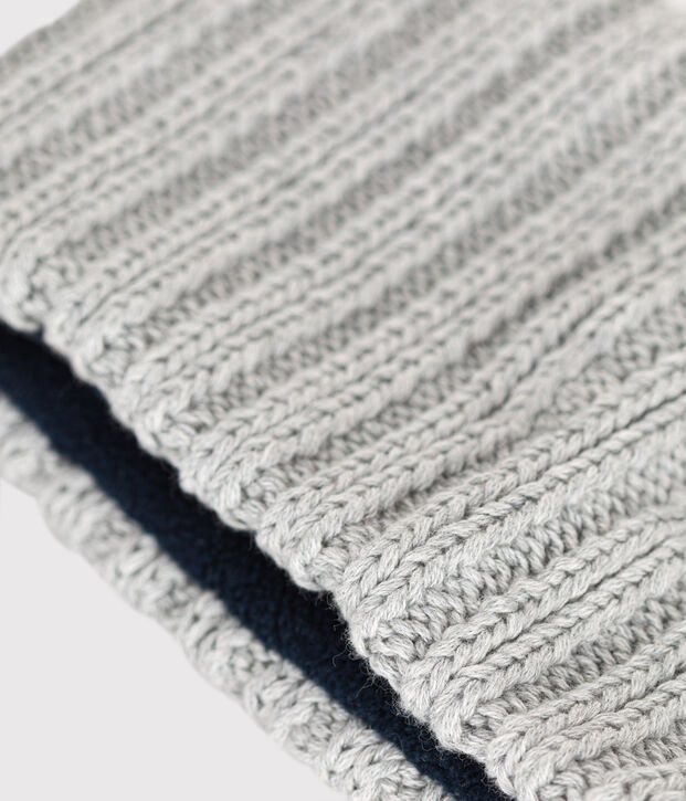 Babies' fleece-lined knitted snood grey