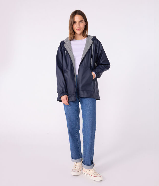 Women's short raincoat blue