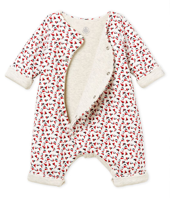Baby boys' long printed jumpsuit MARSHMALLOW white/MULTICO white