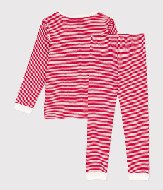 Children's Unisex Pinstriped Cotton Pyjamas CORRIDA red/MARSHMALLOW white