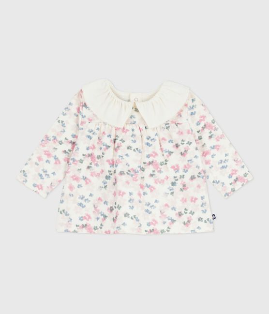 Babies' long-sleeved floral-print cotton blouse MILK /MULTICO