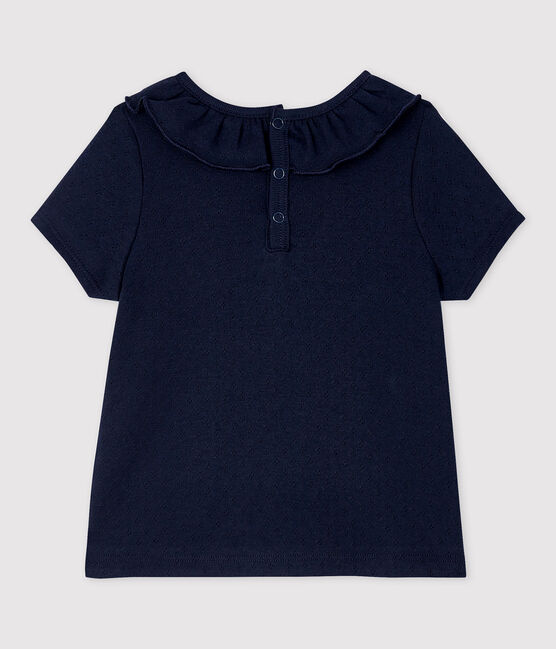 Baby Girls' Short-Sleeved Cotton Openwork Blouse SMOKING blue