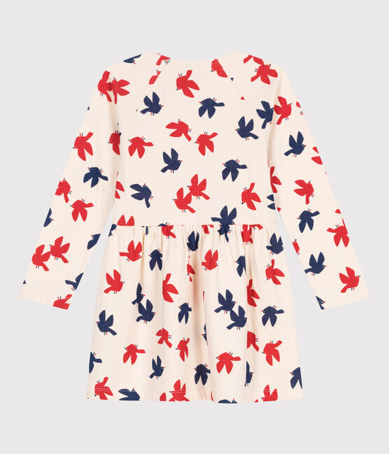 Children's long-sleeved printed cotton dress AVALANCHE white/MULTICO
