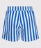 Children's stripy cotton swim shorts DELPHINIUM /MARSHMALLOW