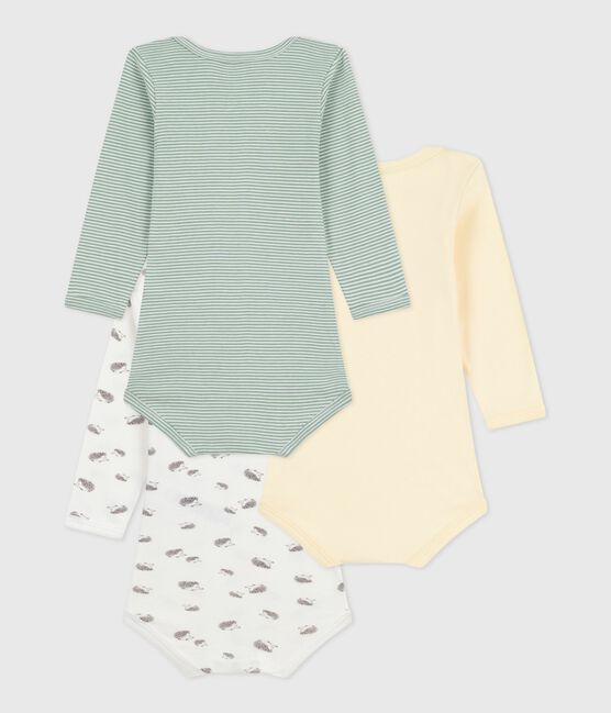 Pack of babies' long-sleeved hedgehog-print cotton bodies variante 1