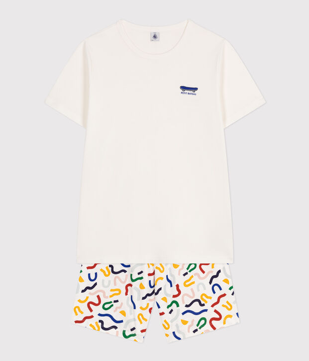 Junior Short Cotton Pyjamas white/multicolor