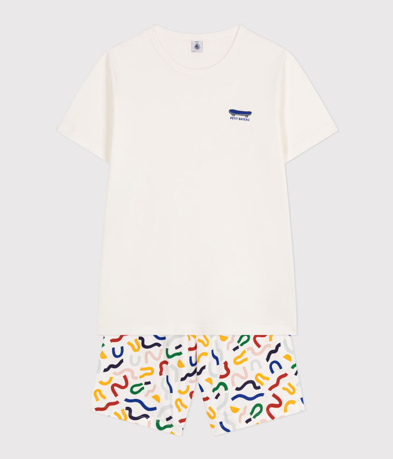 Junior Short Cotton Pyjamas white/multicolor