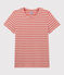 Women's Straight Fit Organic Cotton Round Neck T-Shirt PAPAYE pink/MARSHMALLOW
