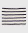 Children's stripy fleece-lined knitted snood MARSHMALLOW blue/SOIR