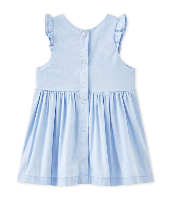 Baby girl's plain ruffled dress Bleu blue