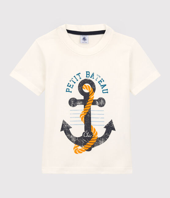Boys' Short-Sleeved Jersey T-Shirt MARSHMALLOW 1 white