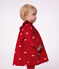 Babies' dress in velour with long sleeves and bow motif embroidery red/ecru