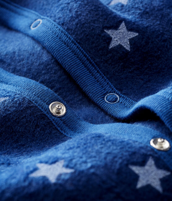 Babies' Starry Fleece Onesie MEDIEVAL blue/MARSHMALLOW white