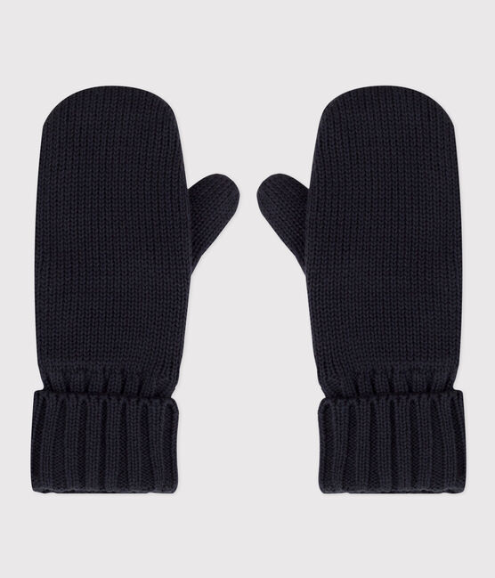 Children's knitted polar fleece-lined mittens SMOKING blue