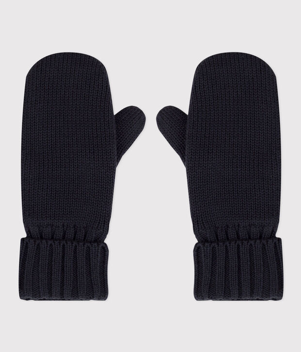 Children's plain knitted fleece-lined mittens SMOKING