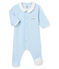 Baby boy's plain cotton velour sleepsuit FRAICHEUR blue