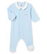 Baby boy's plain cotton velour sleepsuit
