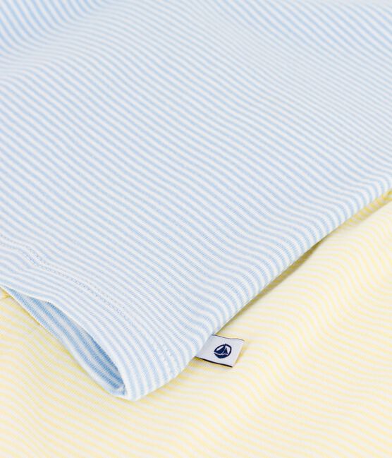 Children's short stripy cotton pyjamas JASMIN blue/MULTICO white