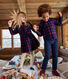 Girls' long-sleeved checked dress in checked cotton flannel
