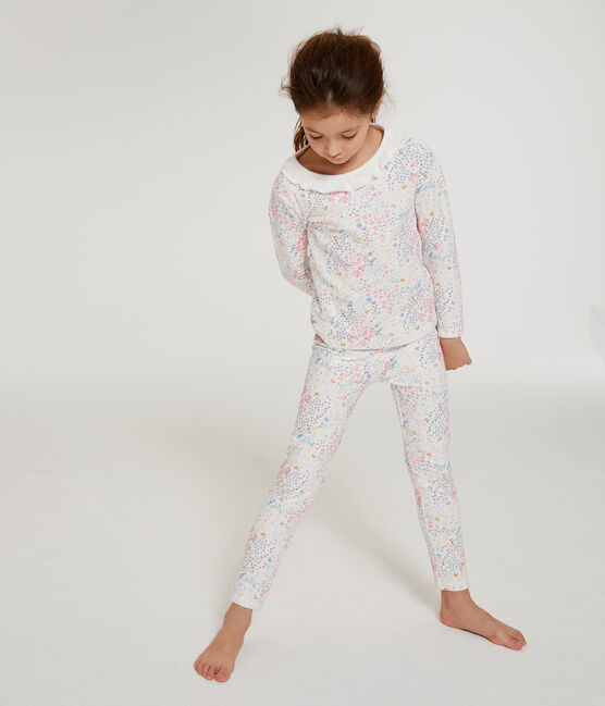 Girls' Tube Knit Pyjamas MARSHMALLOW white/MULTICO white