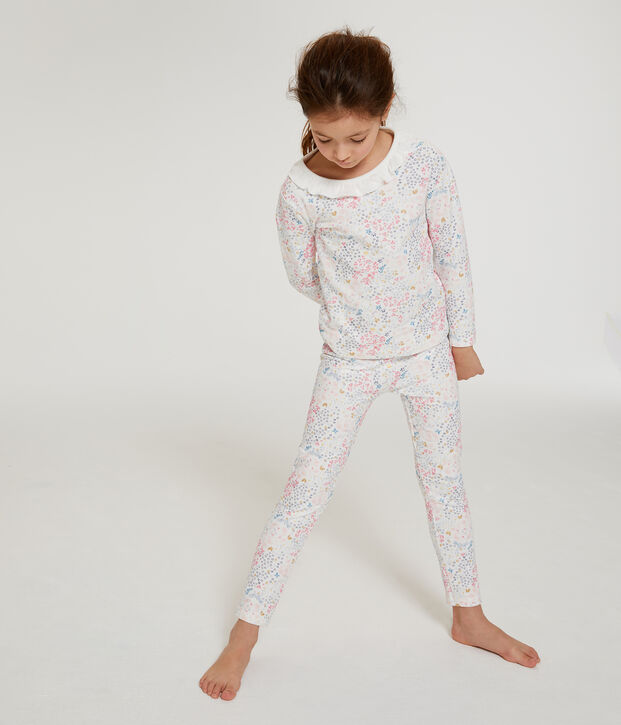 Girls' Tube Knit Pyjamas white/multicolor