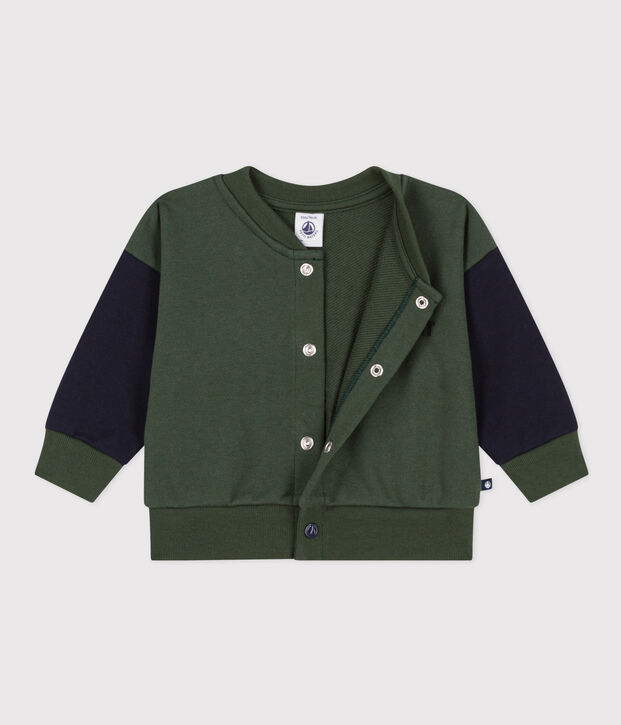 Babies' Fleece Baseball Jacket green/blue