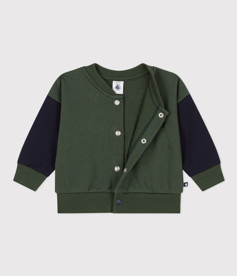 Babies' Fleece Baseball Jacket green/blue