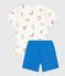 Children's short surfer print cotton pyjamas MARSHMALLOW white/MULTICO white