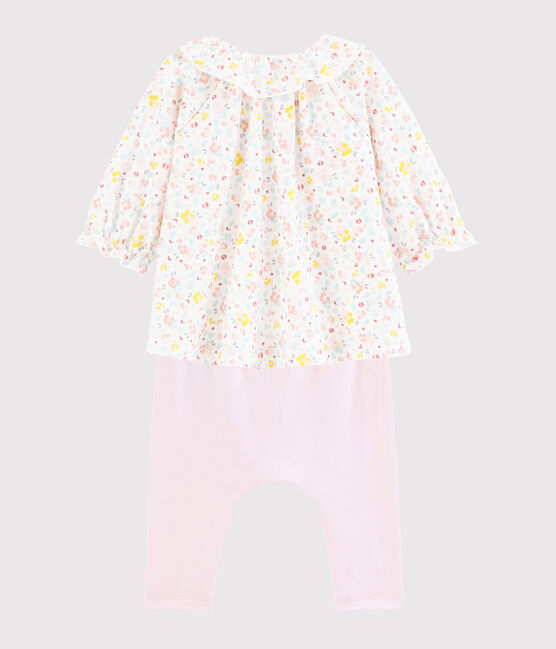 Babies' Floral Organic Cotton Dress and Leggings MARSHMALLOW white/MULTICO white