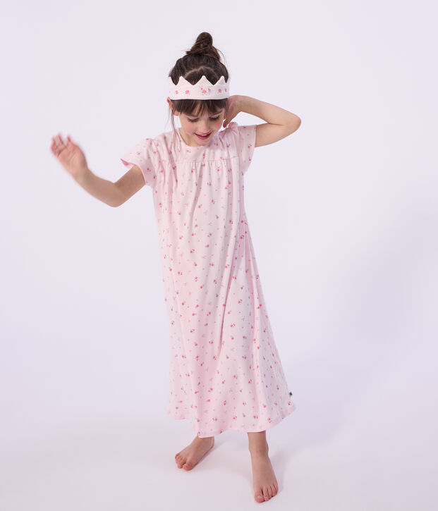 Children's fancy dress nightdress and tiara in cotton pink/multicolor