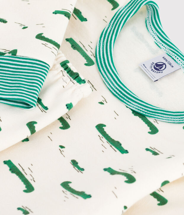 Children's crocodile print fleece pyjamas Ecru/multicolor