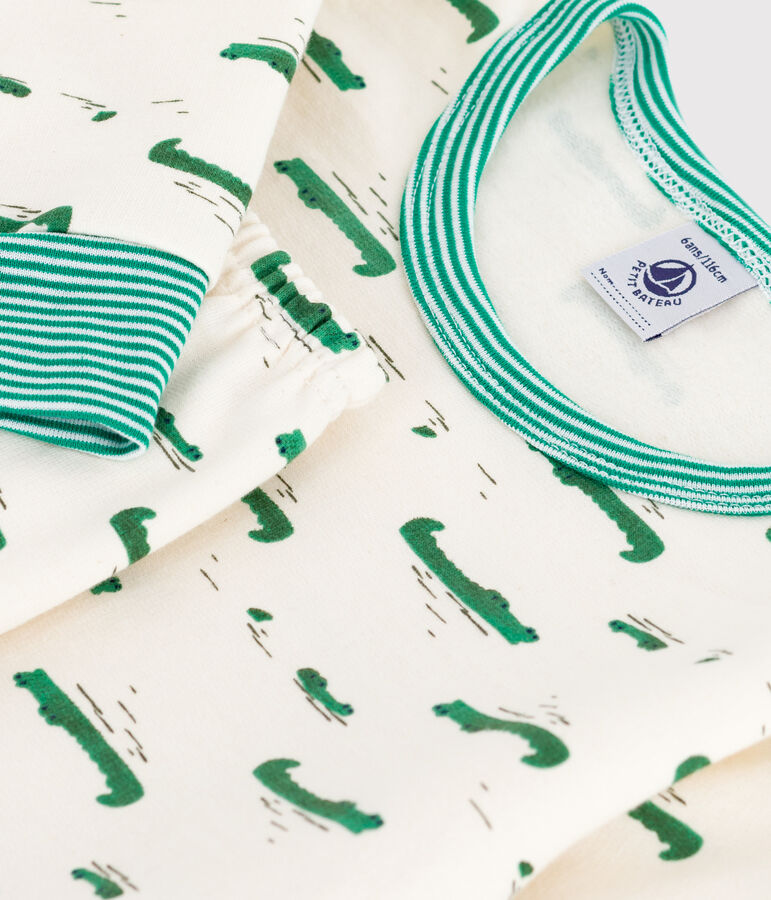 Children's crocodile print fleece pyjamas Ecru/multicolor