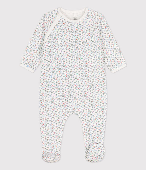 Babies' Fleece Patterned Sleepsuit MARSHMALLOW white/MULTICO white
