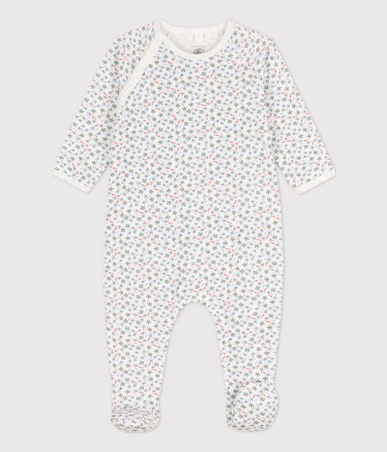 Babies' Fleece Patterned Sleepsuit MARSHMALLOW white/MULTICO white