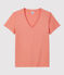 Women's Straight Fit Organic Cotton V-Neck T-Shirt PAPAYE pink